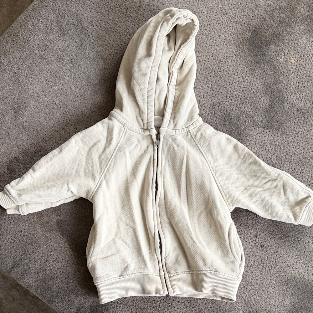 Zara Baby Beige Anthony Zip-Up Hoodie